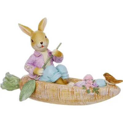 Декоративна фігурка Bona Rabbit in a boat-carrot 17 см Різнокольоровий (261575)