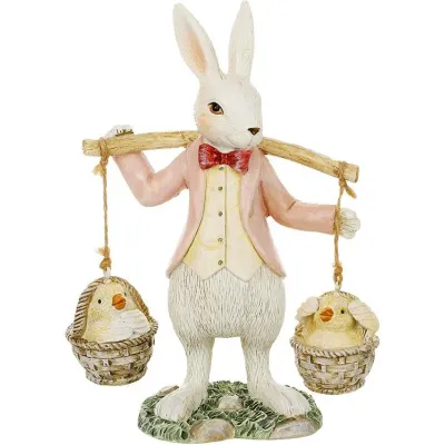 Декоративная фигурка Bona Rabbit with Chickens 17 см Разноцветный (261576)