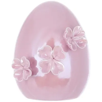 Інтер'єрна міні фігурка Bona Egg in Flowers 10 см Рожевий (261610)