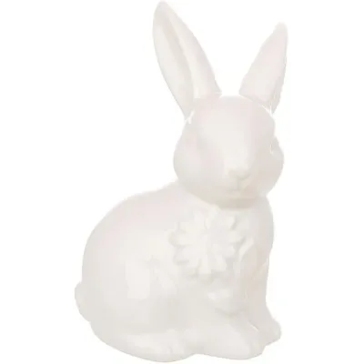 Інтер'єрна міні фігурка Bona Hare with a flower 10.5 см Білий (261617)