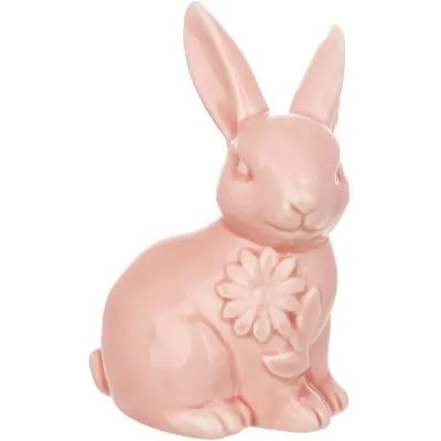 Интерьерная мини фигурка Bona Hare with a flower 10.5 см Розовый (261618)