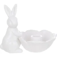 Інтер'єрний свічник Bona Rabbit with Flower 16x12x13 см White (DP261659)