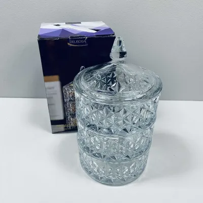 Конфетница с крышкой стеклянная OLens 7302 13x23 см