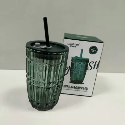 Стакан с крышкой LOVWISH MLJZ/L 8551 Линии 400 мл Темно-зеленый Стакан с крышкой LOVWISH MLJZ/L 8551 Линии 400 мл Темно-зеленый