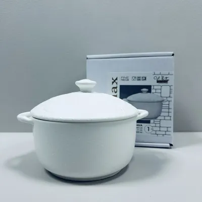 Горщик для запікання з кришкою Wilmax Slatestone WL-661540/A 18см/600мл White