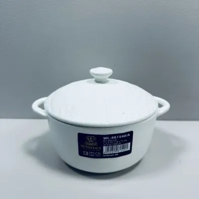 Горщик для запікання з кришкою Wilmax Slatestone WL-661540/A 18см/600мл White
