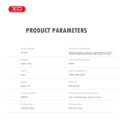 Аккумуляторная настольная LED-лампа XO OZ11 2400 мАч 4W White (35799_3605214) Аккумуляторная настольная LED-лампа XO OZ11 2400 мАч 4W White (35799_3605214)