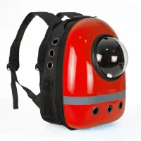 Рюкзак для перенесення домашніх тварин CosmoPet CP-87 з ілюмінатором 38х28х20 см Чорно-червоний (3_06110)