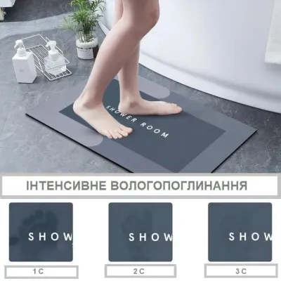 Коврик для ванной WayH 59х39 см Grey (H051238) Коврик для ванной WayH 59х39 см Grey (H051238)