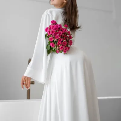 Жіночий халат COSAS Silky Cloud L-XL Білий Жіночий халат COSAS Silky Cloud L-XL Білий