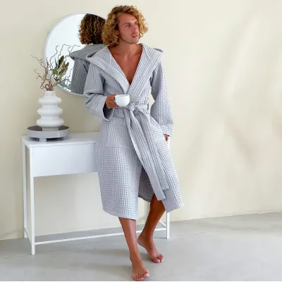 Халат чоловічий COSAS Relaxed Waffle Robe S Сірий (RelaxedWaffleRobe_S)