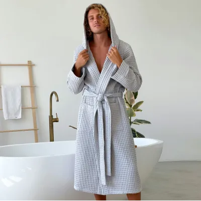 Халат чоловічий COSAS Relaxed Waffle Robe XL Сірий (RelaxedWaffleRobe_XL)