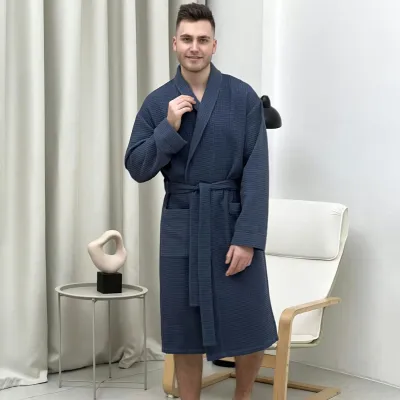 Халат чоловічий COSAS Zen Waffle Robe XL Синій (ZenWaffleRobe_XL)