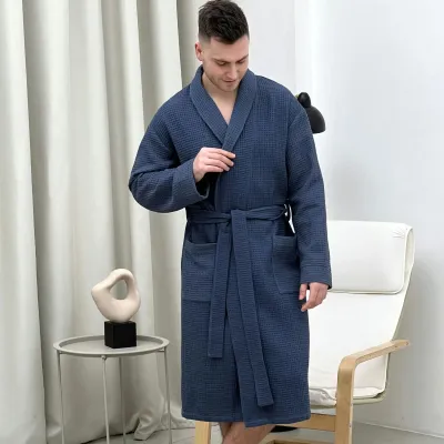 Халат чоловічий COSAS Zen Waffle Robe XL Синій (ZenWaffleRobe_XL)