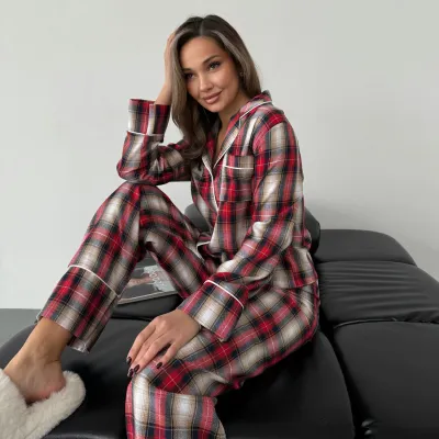 Піжама жіноча COSAS Scottish S-M Різнокольоровий (188Scottish_red_white_SM)