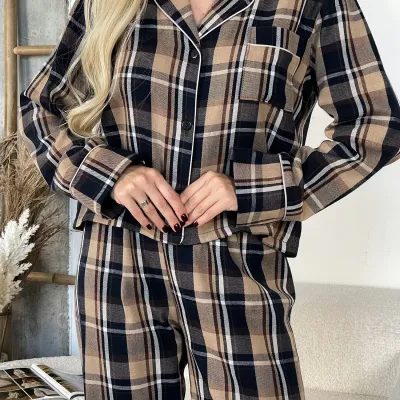 Піжама жіноча COSAS Scottish L-XL Різнокольоровий (188Scottish_blue_beige_ML)