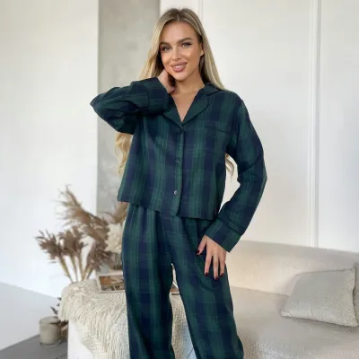 Піжама жіноча COSAS Scottish L-XL Синьо-зелений (188Scottish_blue_green_ML)