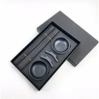 Набір керамічного посуду для суші та ролів Urbankit 8 предметів Чорний H44KJ Набір керамічного посуду для суші та ролів Urbankit 8 предметів Чорний H44KJ