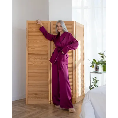 Жіночий піжамний костюм Модельєр 8394 44-46 Бордовий (12157)