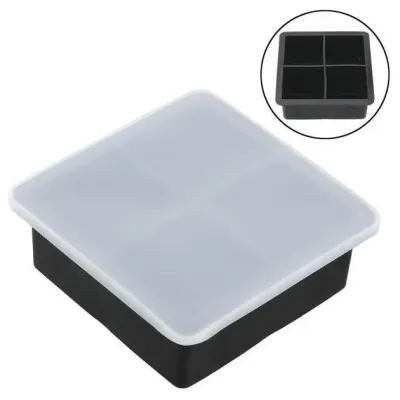 Форма для льда силиконовая Ice с крышкой Кубики 4 ячейки 11х11х5 см Черный (C051349)