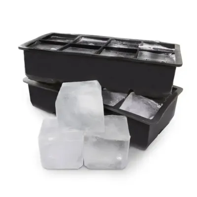 Форма для льда силиконовая Ice с крышкой Кубики 8 ячеек 21x11.5x5 см Черный (С051353)