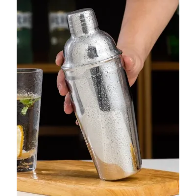 Набор для бара BAR для приготовления коктейлей с деревянной подставкой 750 мл 10 предметов Серебристый (C051210)