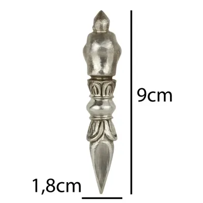 Пхурба с подставкой Kailash Череп 9х1.8 см Серебристо-черный (27664)