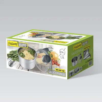 Ківш з кришкою Maestro 1,7 л Сріблястий MR-3507-16S