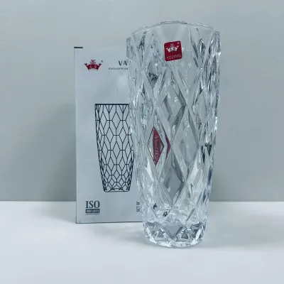 Ваза стеклянная Yujing GlassWare 2755 Diamond 22.5 см (23469)