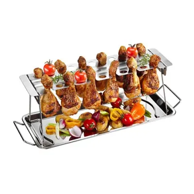 Подставка для приготовления куриных ножек A-Plus KF-0982 43,5х14,5 см Серебристый (23502)