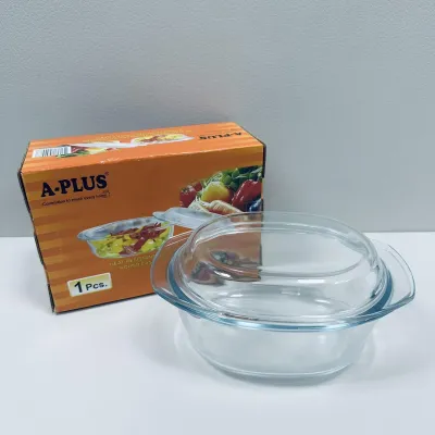 Стеклянная кастрюля овальная со стеклянной крышкой A-Plus 4008 1 л (23503)