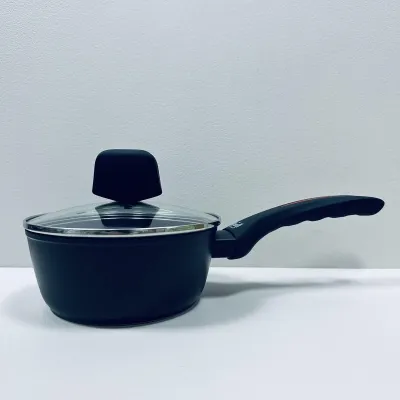 Ківш алюмінієвий з антипригарним покриттям Krauff Smart Fry 25-45-158 зі скляною кришкою 17 см 1000 мл Чорний (23531)
