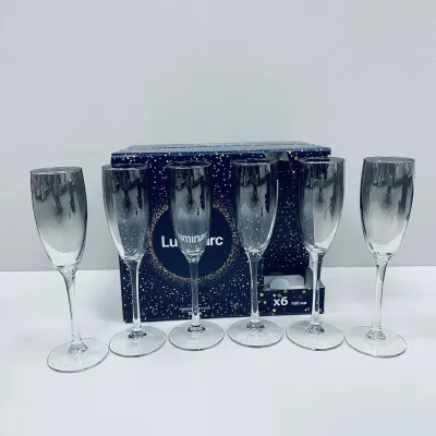 Набір келихів для шампанського Luminarc Delice Mist J9399/4 160 мл 6 шт Чорно-прозорий (23553) Набір келихів для шампанського Luminarc Delice Mist J9399/4 160 мл 6 шт Чорно-прозорий (23553)