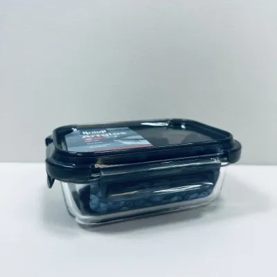 Контейнер стеклянный прямоугольный с пластиковой крышкой Krauff Artglas 29-298-025 400 мл Темно-синий (23638)