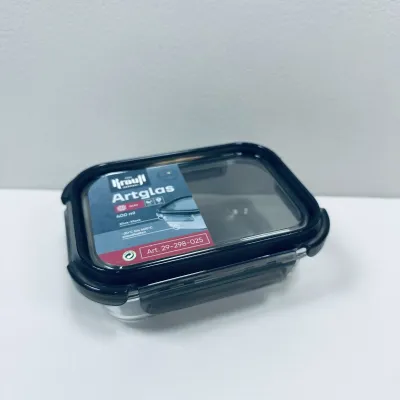 Контейнер стеклянный прямоугольный с пластиковой крышкой Krauff Artglas 29-298-025 400 мл Темно-синий (23638)