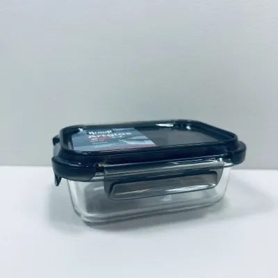 Контейнер стеклянный прямоугольный с пластиковой крышкой Krauff Artglas 29-298-025 400 мл Темно-синий (23638)