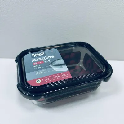 Контейнер стеклянный прямоугольный с пластиковой крышкой Krauff Artglas 29-298-026 600 мл Темно-синий (23639)