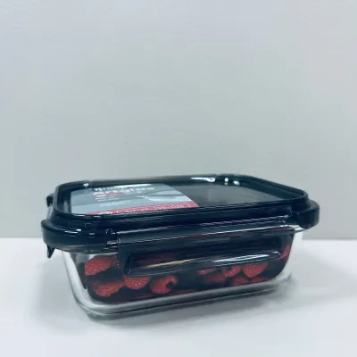 Контейнер стеклянный прямоугольный с пластиковой крышкой Krauff Artglas 29-298-026 600 мл Темно-синий (23639)