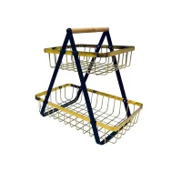 Фруктовница металлическая 2-х ярусная Stenson 06-034/4251 30,5 см Черно-золотой (23676)