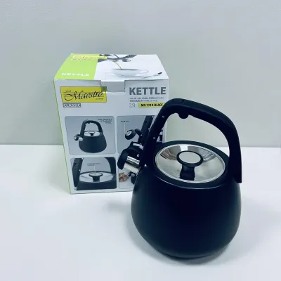 Чайник из нержавеющей стали Maestro MR-1318 со свистком 2.5 л Черный (23705)