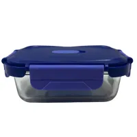 Ємність для їжі скляна з пластиковою кришкою Luminarc Click Clack X0088 370 мл Синій (23737)