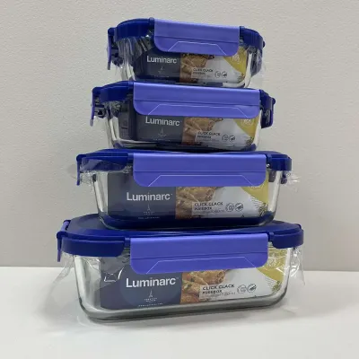 Набор контейнеров Luminarc Click Clack 370/650/1040/1520 мл Синий (23739) Набор контейнеров Luminarc Click Clack 370/650/1040/1520 мл Синий (23739)