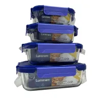 Набір контейнерів Luminarc Click Clack 370/650/1040/1520 мл Синій (23739) Набір контейнерів Luminarc Click Clack 370/650/1040/1520 мл Синій (23739)