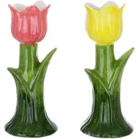 Набор интерьерных подсвечников Bona Tulip 17 см 2 шт Pink Yellow (DP261775)