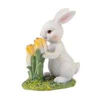 Інтер'єрна фігурка Sabefet Rabbit in the garden 11x9 см Білий (261852)
