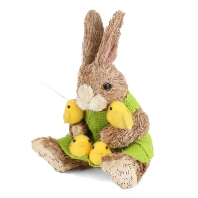 Інтер'єрна фігурка Sabefet Rabbit with chickens 21x16 см Бежевий (261857)