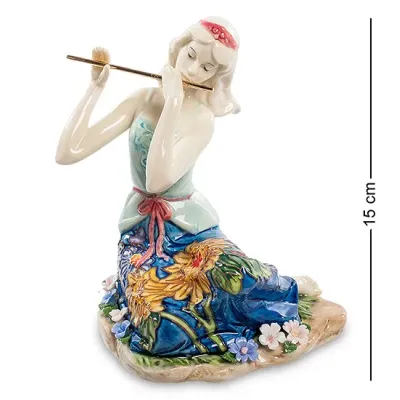 Інтер'єрна фігурка Pavone Girl with a flute 15 см Блакитний (261894)