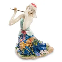 Інтер'єрна фігурка Pavone Girl with a flute 15 см Блакитний (261894) Інтер'єрна фігурка Pavone Girl with a flute 15 см Блакитний (261894)
