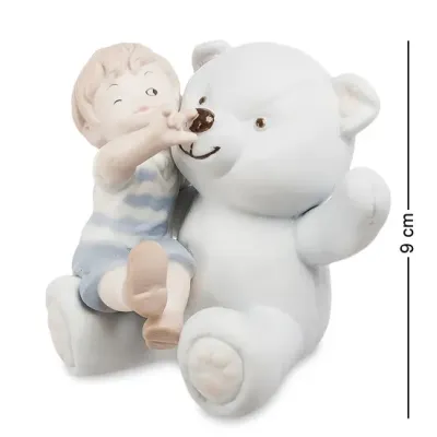 Інтер'єрна фігурка Pavone Boy with teddy bear 9 см Білий (261912)