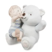 Інтер'єрна фігурка Pavone Boy with teddy bear 9 см Білий (261912)